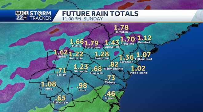 Heavy downpours scattered throughout the day. Here's how high the ...
