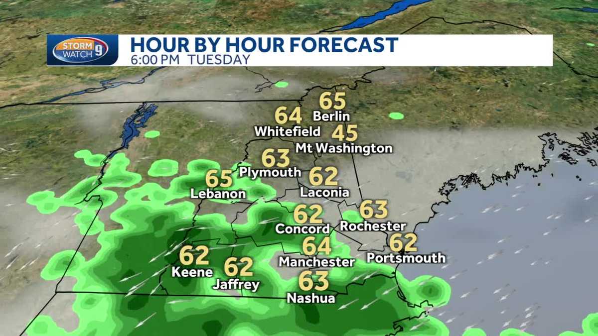 New Hampshire forecast Rain continues in southern spots
