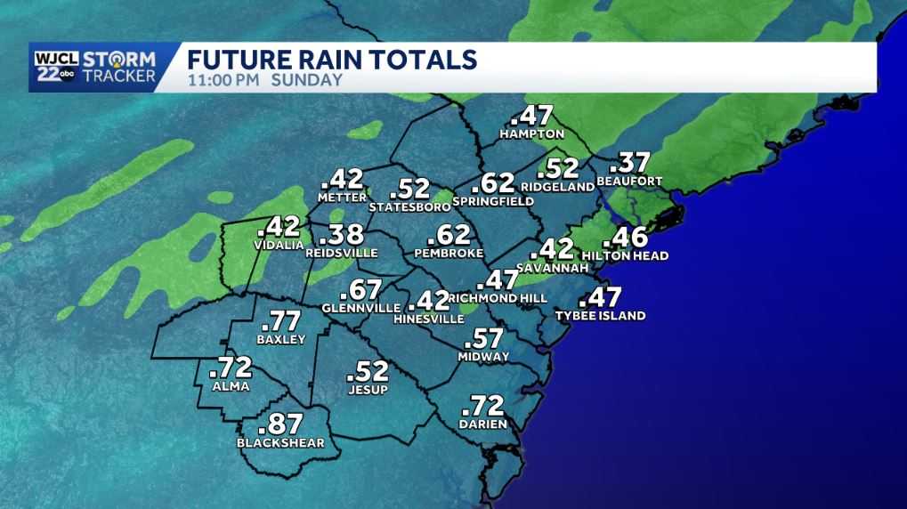 Wet weather for the Savannah area on Sunday - WJCL