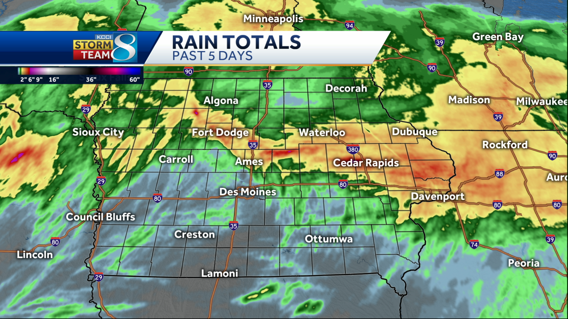 4″ of rain fell in parts of Iowa Tuesday