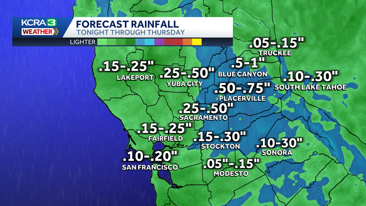 NorCal forecast: Light rain and snow Thursday