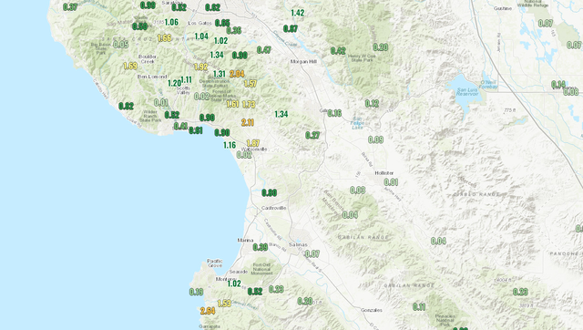 Here s how much rain fell around Monterey Santa Cruz counties