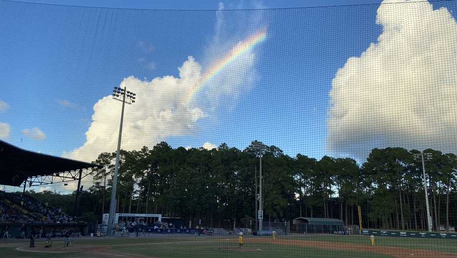 Rainbow over the Savannah Bananas game. Photo: Michael Locklear
