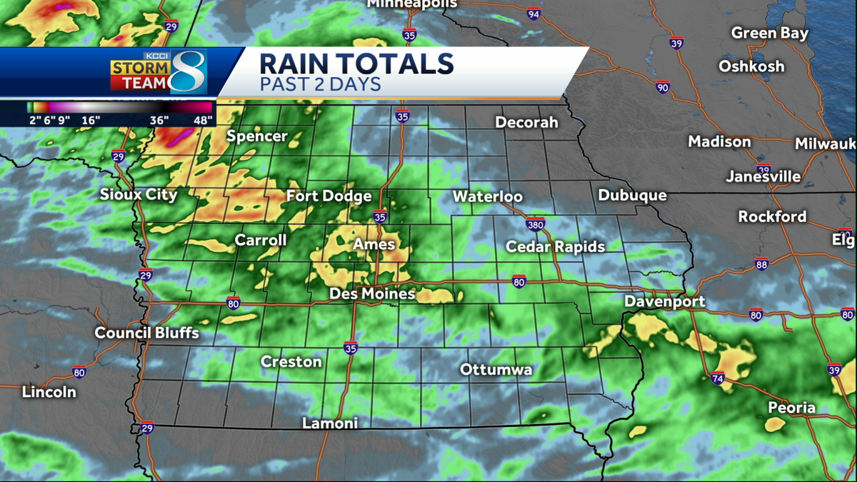 4″ of rain fell in parts of Iowa Tuesday