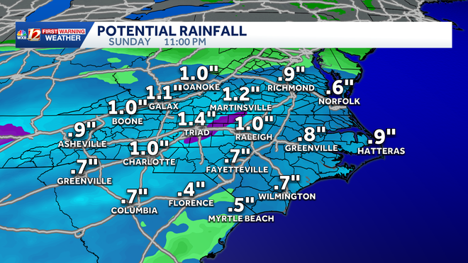 Valentine's Day forecast | Rain in the Carolinas brings a soggy Sunday