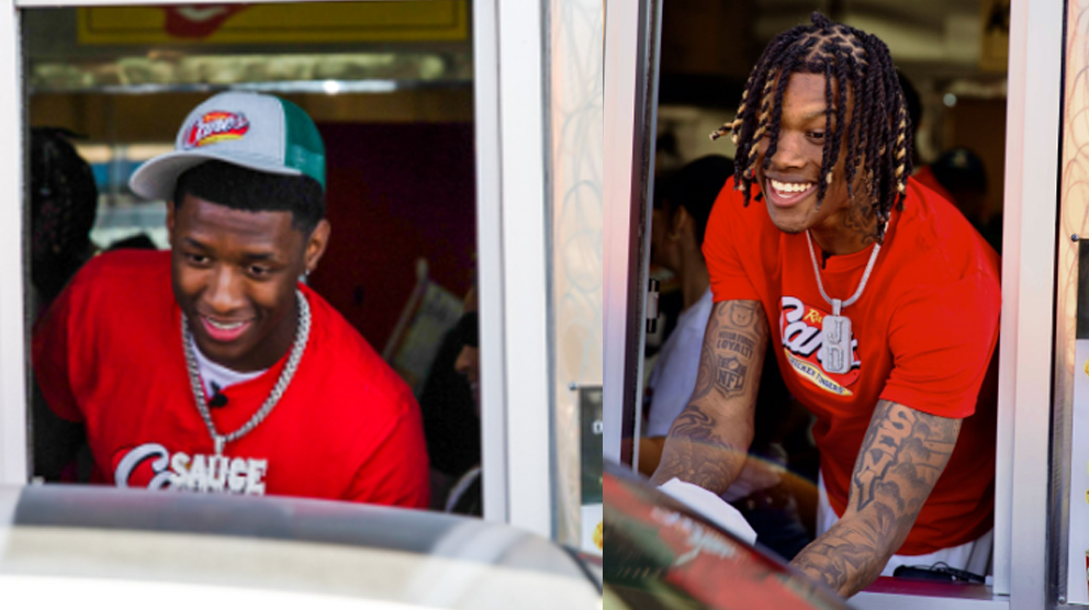 Sauce Gardner showed up to the draft with an iced-out sauce bottle chain 