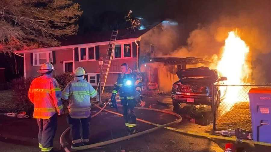 Seven people displaced after garage fire spreads to Randolph home