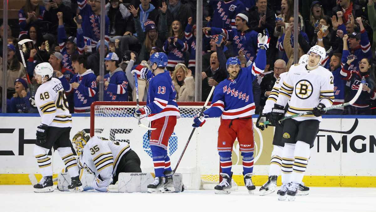 Vesey puts New York ahead, Krieder scores 2, Rangers beat Bruins 7