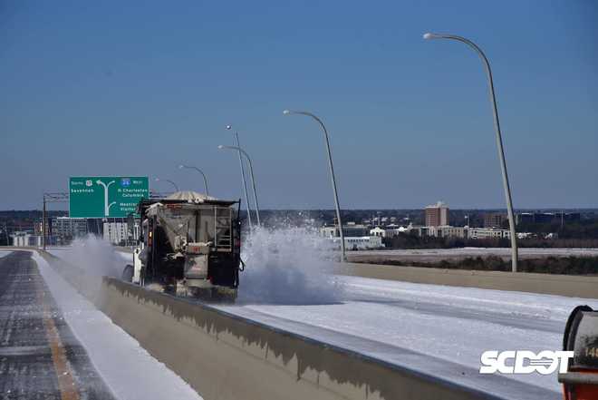 Nieve en el puente Ravenel