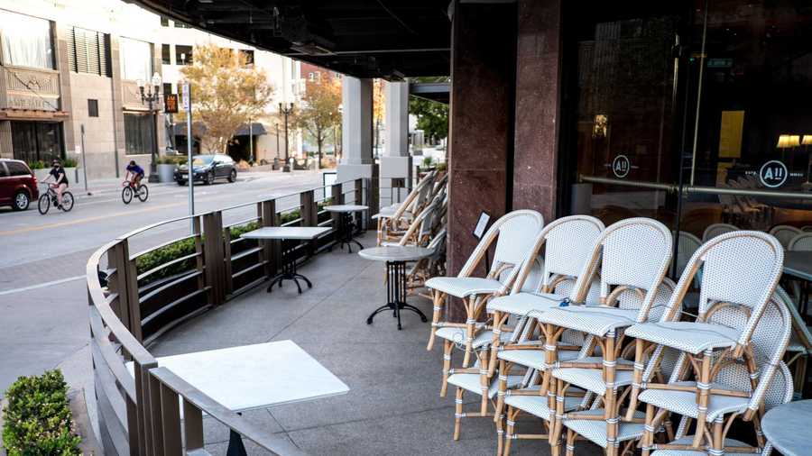 The outdoor seating area of a restaurant is temporarily closed during a lockdown in El Paso on Monday,. In Texas's worst hotspot, El Paso, the outbreak is spreading faster than in Texas’ biggest city, Houston, which has almost six times the population.