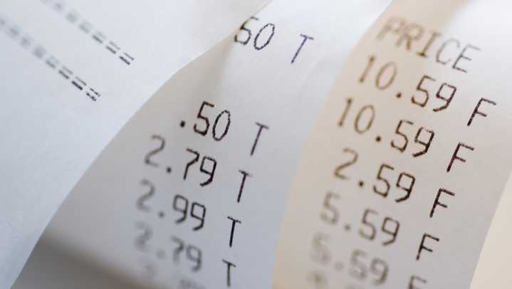 receipts show various costs in this file photo
