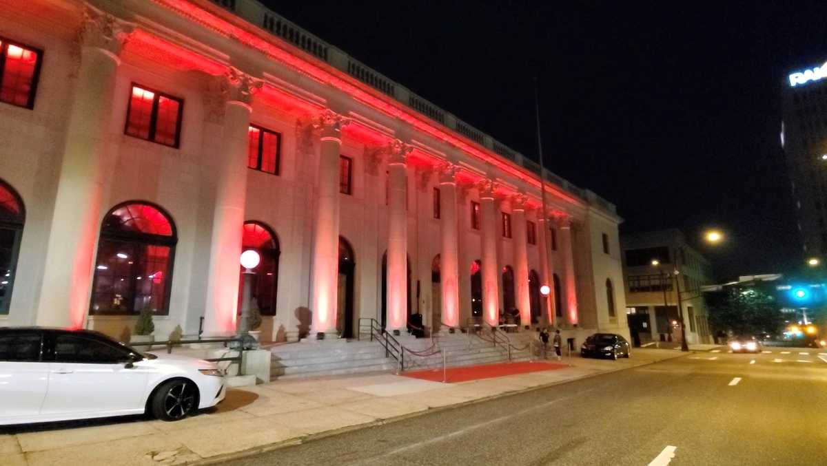 Dozens of WinstonSalem buildings lit up in red to support struggling entertainment industry