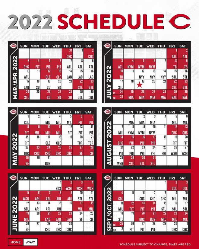Cincinnati Reds 2022 Schedule