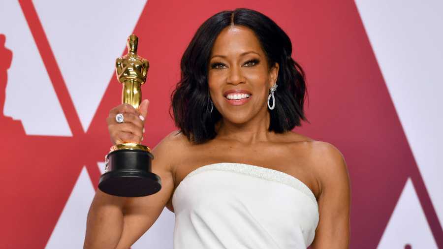 Regina King poses with the award for best performance by an actress in a supporting role for "If Beale Street Could Talk" in the press room at the Oscars on Sunday, Feb. 24, 2019, at the Dolby Theatre in Los Angeles. (Photo by Jordan Strauss/Invision/AP)