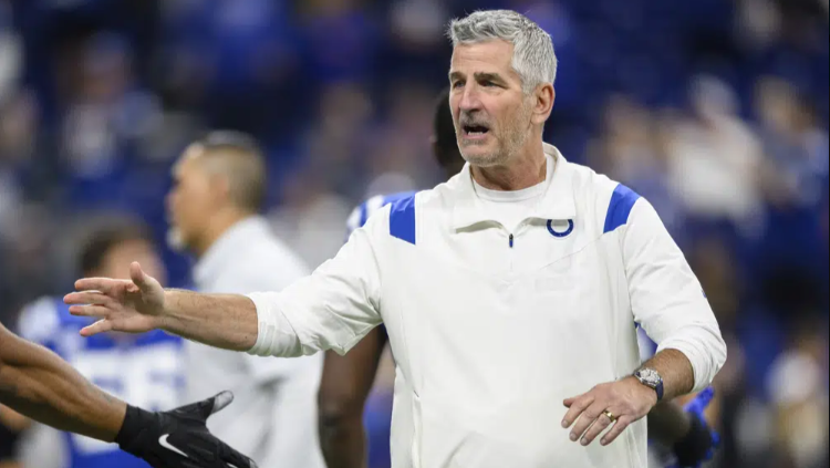 FILE - Indianapolis Colts head coach Frank Reich gestures on the field before an NFL football game against the Washington Commanders, Sunday, Oct. 30, 2022, in Indianapolis. The Carolina Panthers announced Thursday, Jan. 26, 2023, they have agreed to terms with Frank Reich to become their new head coach. (AP Photo/Zach Bolinger, File)