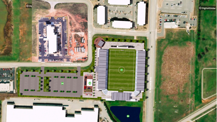 Renderings of possible Northwest Arkansas soccer stadium designs