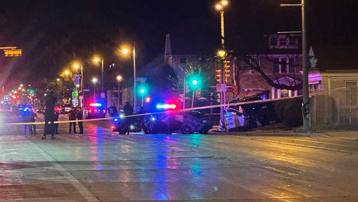 MPD squad car crashes into bus shelter