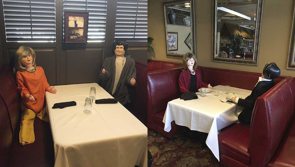 This restaurant uses dolls to ensure customers adhere to social distancing