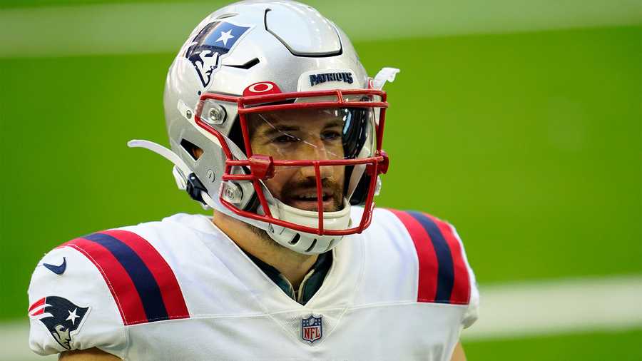 New England Patriots running back Rex Burkhead (34) is seen during pregame warmups before an NFL football game against the Houston Texans, Sunday, Nov. 22, 2020, in Houston. (AP Photo)