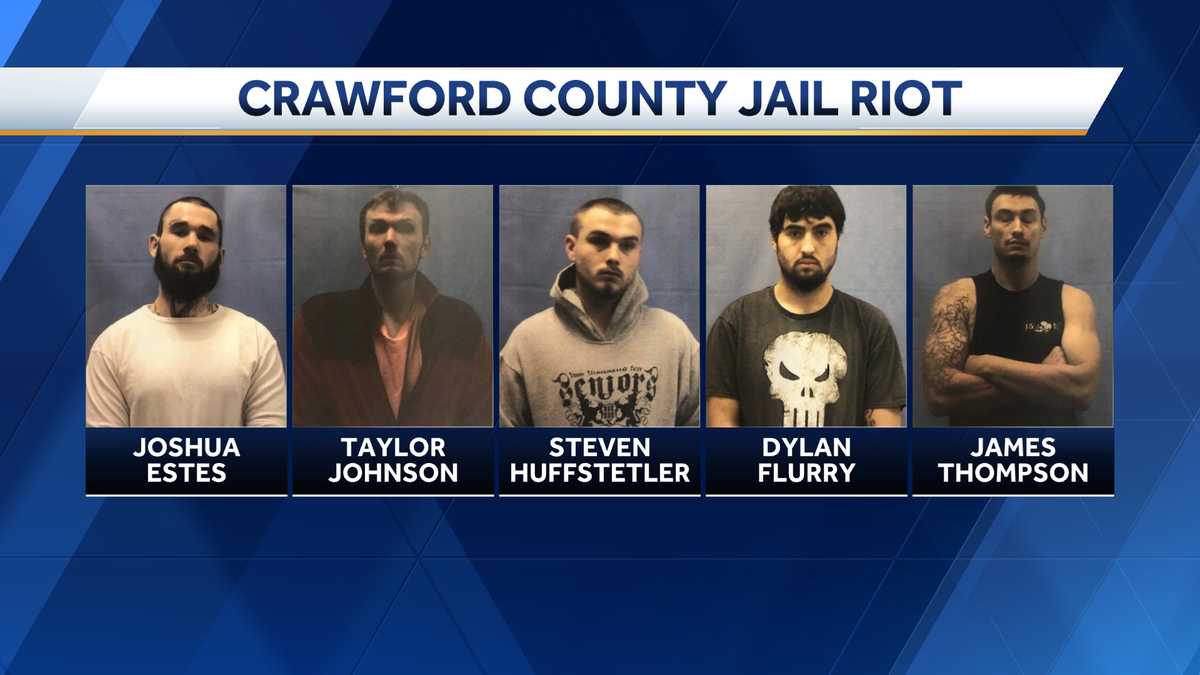 Five inmates charged after riot inside Crawford Co. jail