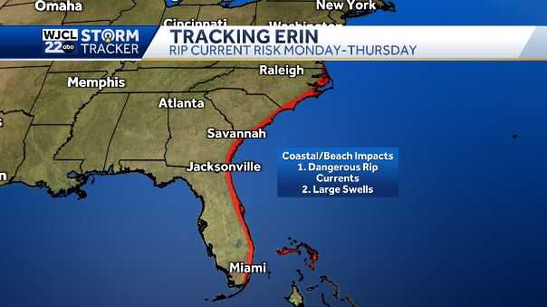Stronger Hurricane Erin to create dangerous surf along US coast