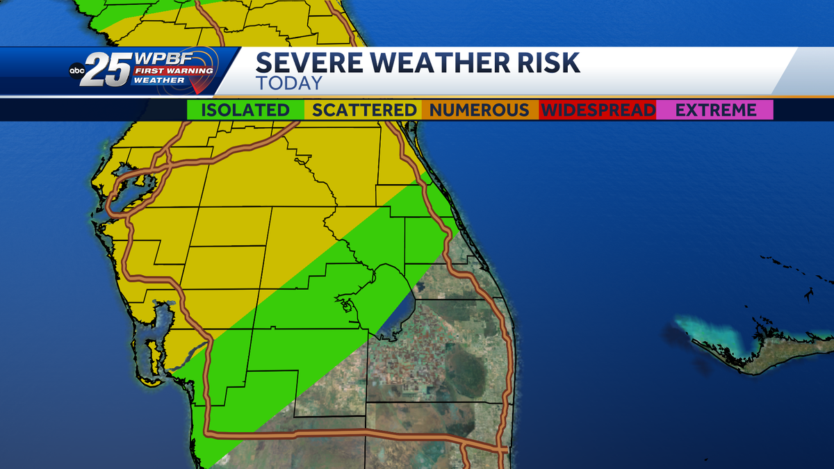 Severe storm risk across Treasure Coast