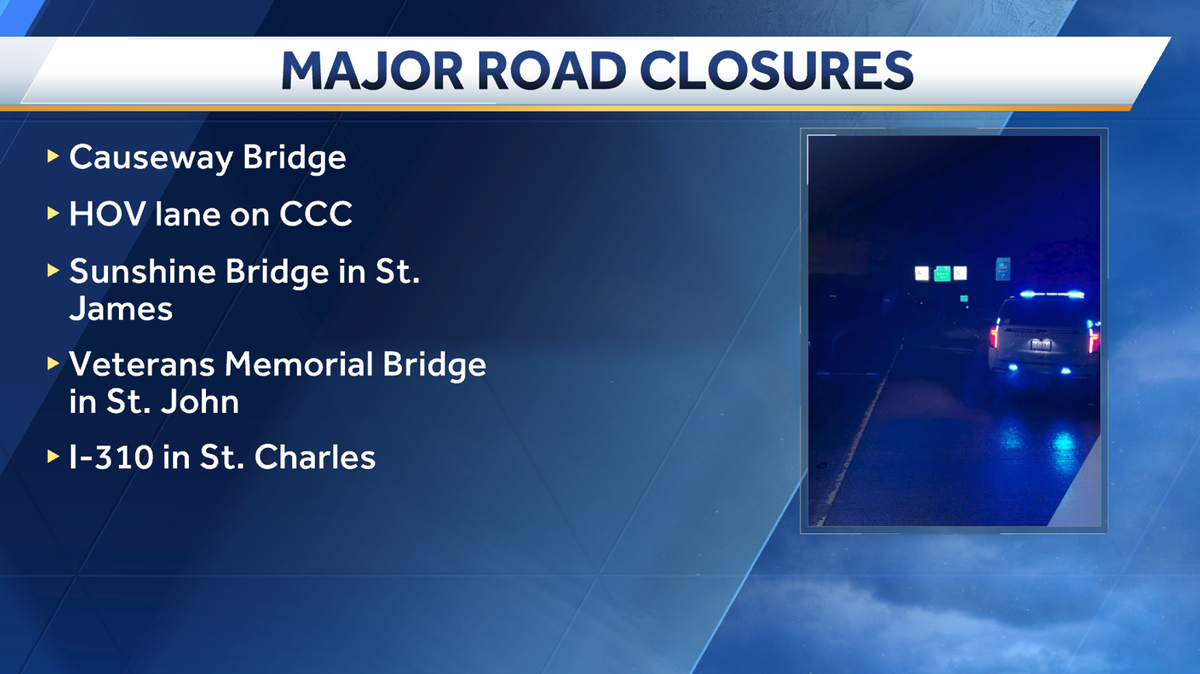 New Orleans road closures ice