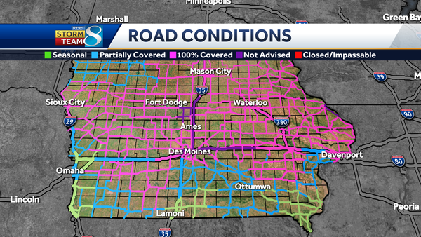 iowa road conditions sunday morning