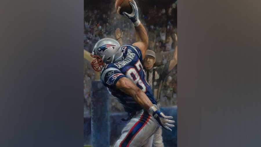 Rob Gronkowski Signed New England Patriots Framed 20x24 NFL Stretched Canvas