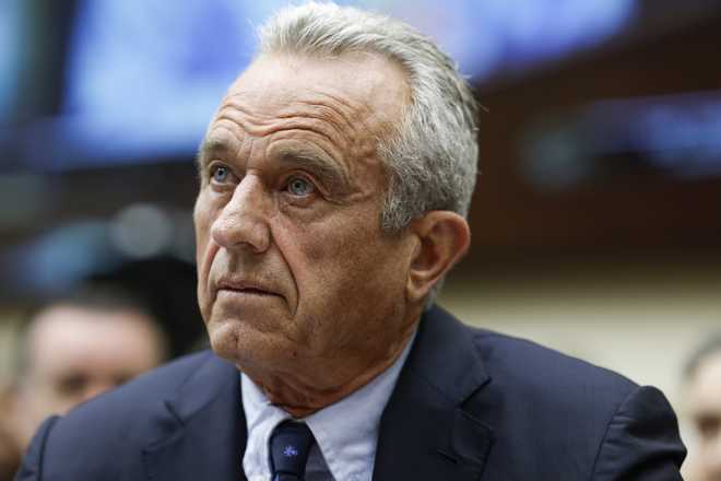 Democratic presidential candidate Robert F. Kennedy Jr. speaks during a hearing with the House Judiciary  Subcommittee on the Weaponization of the Federal Government on Capitol Hill on July 20, 2023, in Washington, DC. Members of the committee held the hearing to discuss instances of the U.S. government's alleged censoring of citizens, political figures and journalists.