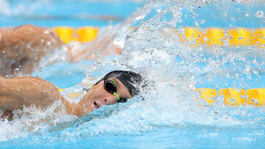 Robert Finke of Team United States competes in the Men's 800m Freestyle Final on day six of the Tokyo 2020 Olympic Games at Tokyo Aquatics Centre on July 29, 2021 in Tokyo, Japan.