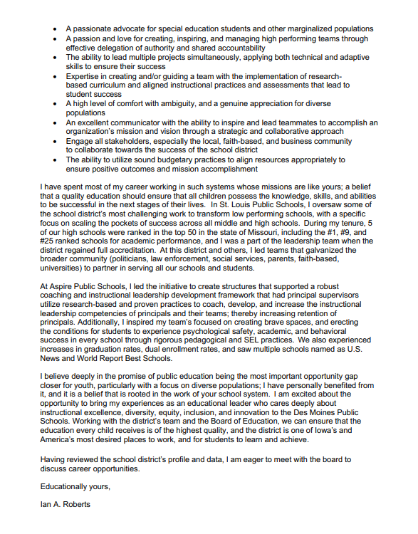 Page&#x20;2&#x20;of&#x20;the&#x20;cover&#x20;letter&#x20;Ian&#x20;Roberts&#x20;submitted&#x20;when&#x20;applying&#x20;for&#x20;the&#x20;Des&#x20;Moines&#x20;Public&#x20;Schools&#x20;superintendent&#x20;job&#x20;in&#x20;2023.