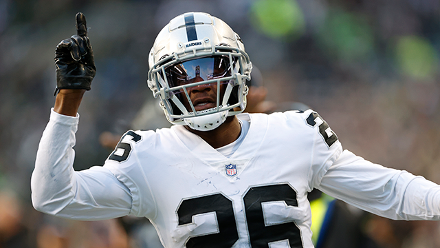 Las Vegas Raiders cornerback Rock Ya-Sin (26) leaves the field