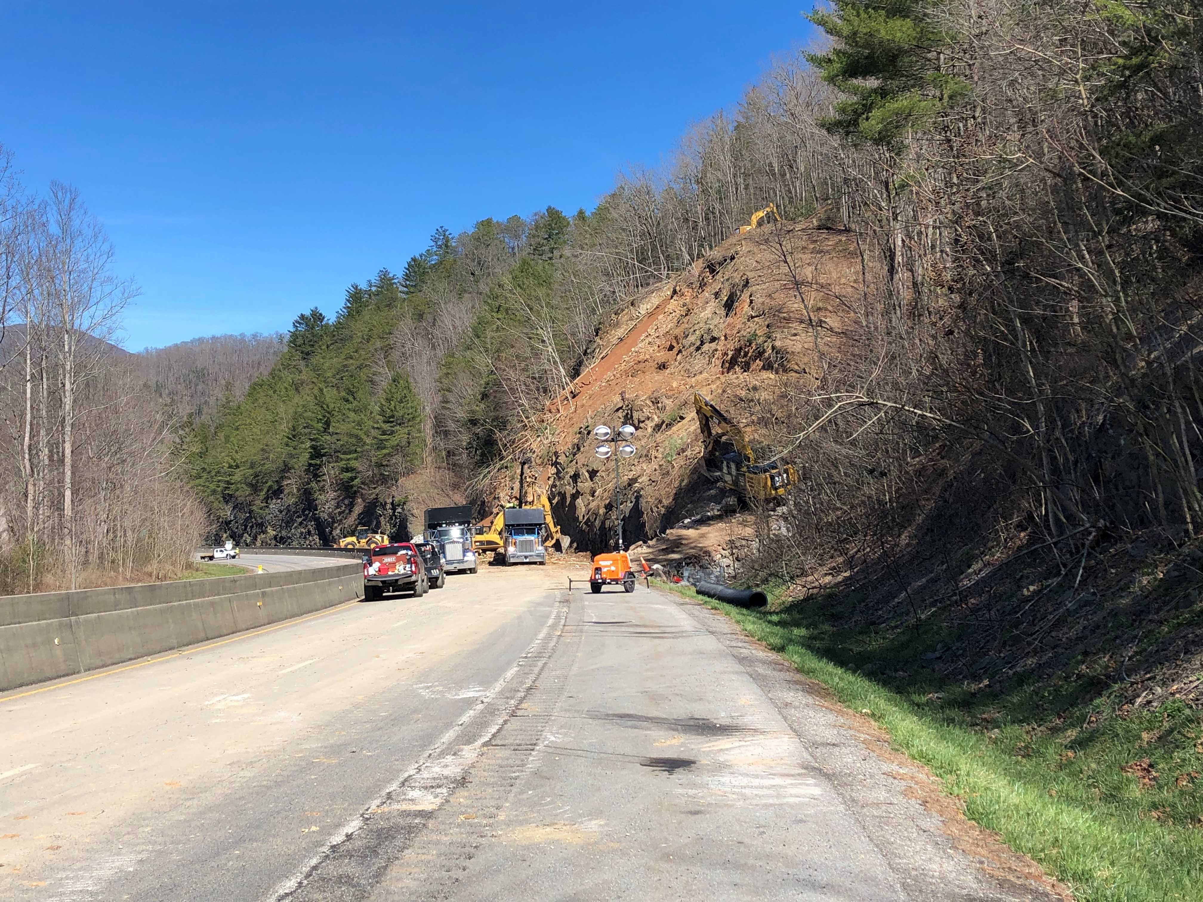 Both directions of I 40 are closed due to a rockslide NCDOT