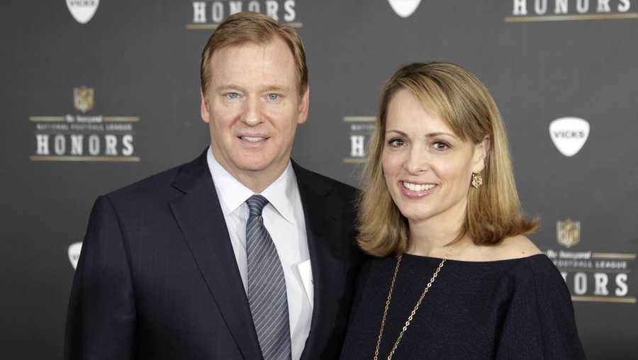 NFL Commissioner Roger Goodell and is wife, Jane Skinner, arrives for the inaugural NFL Honors show Saturday, Feb. 4, 2012, in Indianapolis.