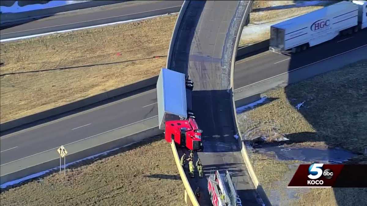 Oklahoma City ramp reopens following semi rollover - KOCO