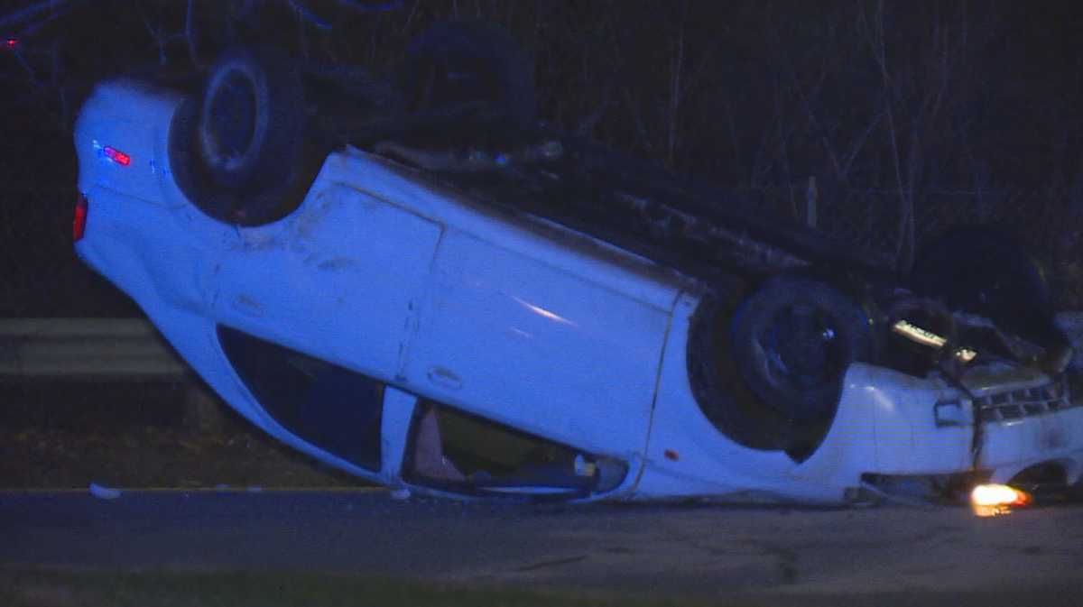 Police: 2 hospitalized after car flips onto roof during crash in ...