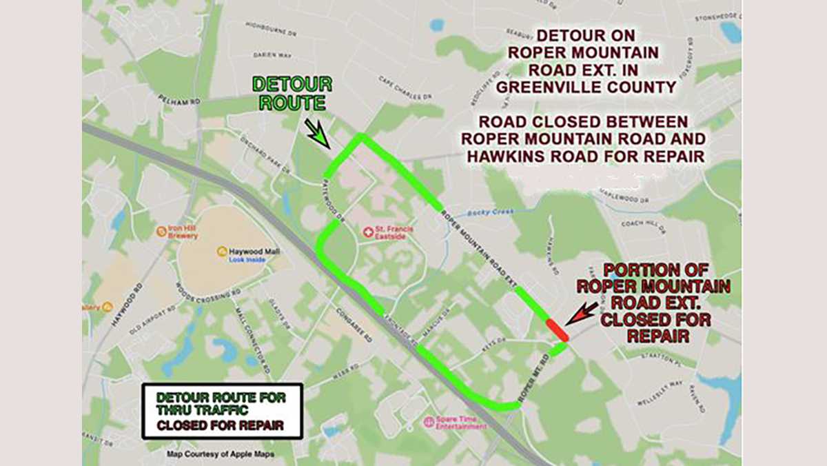 Greenville Co. Roper Mountain Road Extension temporarily closed