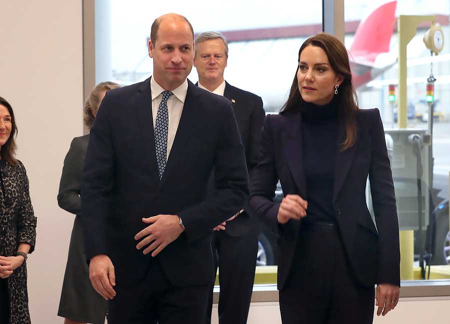 Boston, MA - November 30: Prince of Wales William and Princess of Wales Kate arrive at Logan Airport. (Photo by John Tlumacki/The Boston Globe via Getty Images)