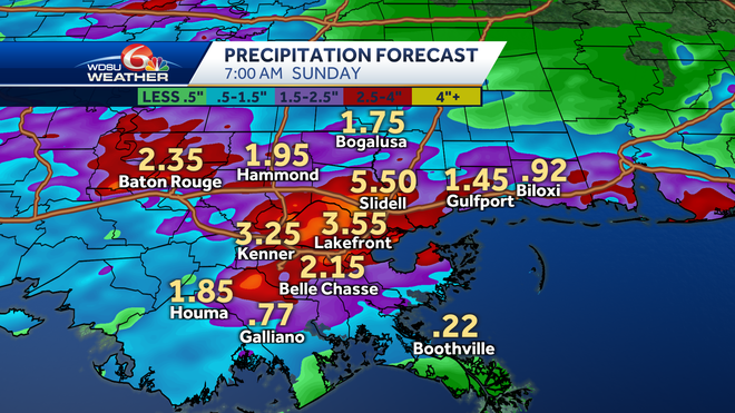 New Orleans severe storms flood watch festival forecast