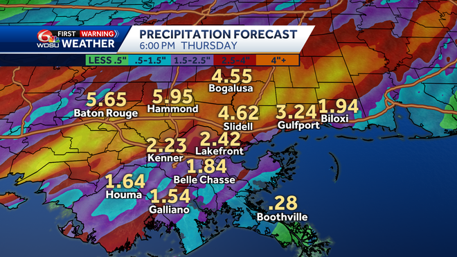 New Orleans rain storm forecast flooding flash flooding