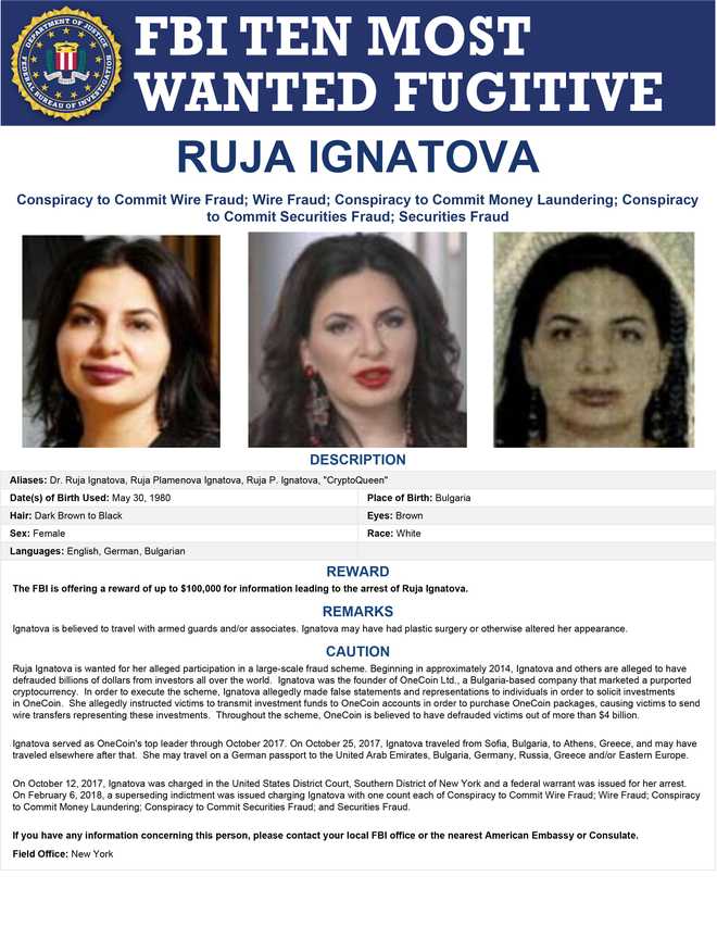 Ruja&#x20;Ignatova&#x20;is&#x20;one&#x20;of&#x20;the&#x20;FBI&#x27;s&#x20;10&#x20;most-wanted&#x20;fugitives&#x20;&#x2014;&#x20;the&#x20;only&#x20;woman&#x20;currently&#x20;on&#x20;that&#x20;list.