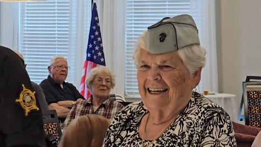 Veteran surprised with her first Marine Corps birthday party