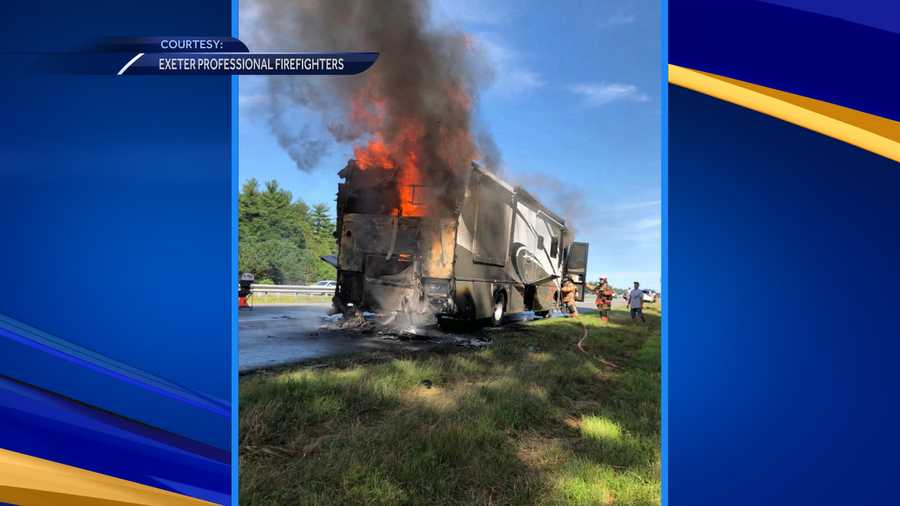 RV catches fire while driving on Rt. 101 westbound in Exeter