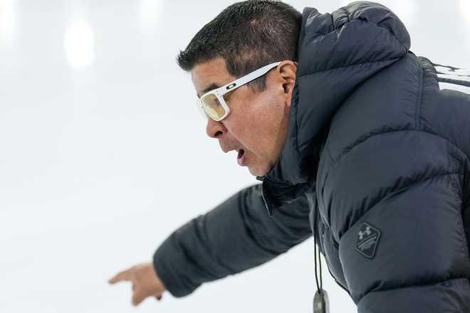 Ryan Shimabukuro during the ISU World Cup Speed Skating 6 at the Thialf on Feb. 28, 2025, in Heerenveen, Netherlands.
