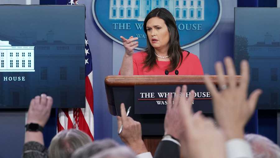White House Press Secretary Sarah Sanders looks on during a briefing in the Brady Briefing Room of the White House in Washington, D.C. on Jan. 28, 2019.