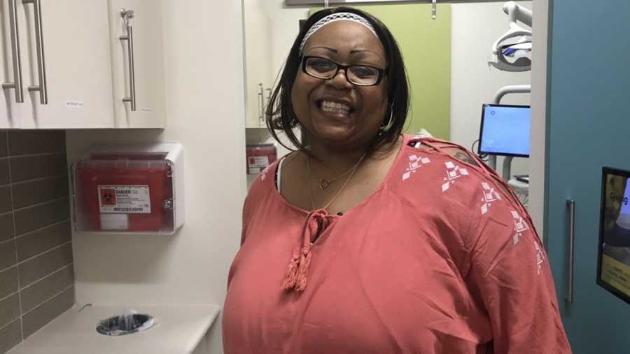 Faye Jacobs, who spent 26 years in prison for a crime she didn't commit, received free dental care at Parkville Modern Dental and Orthodontics with the help of Smile Generation Serve Day.