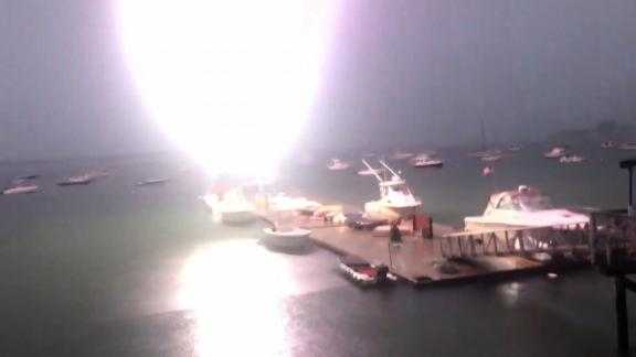 lightning strikes a sailboat