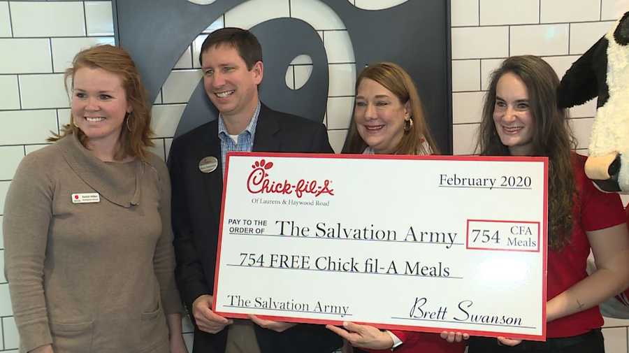 Upstate ChickfilA stores donate more than 700 meals to Salvation Army