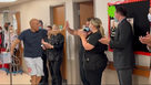Watch: Man walks marathon in hospital after beating cancer for third time